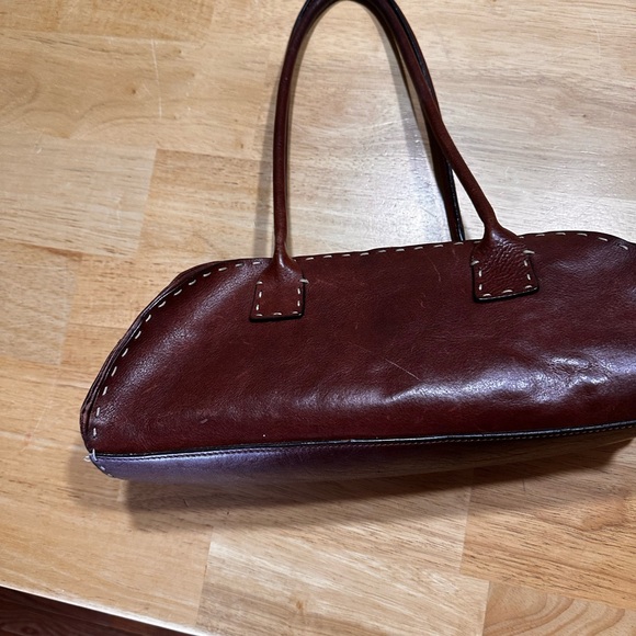 Adrienne Vittadini Burgundy Leather Shoulder Bag - Picture 2 of 6